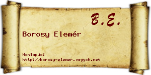 Borosy Elemér névjegykártya